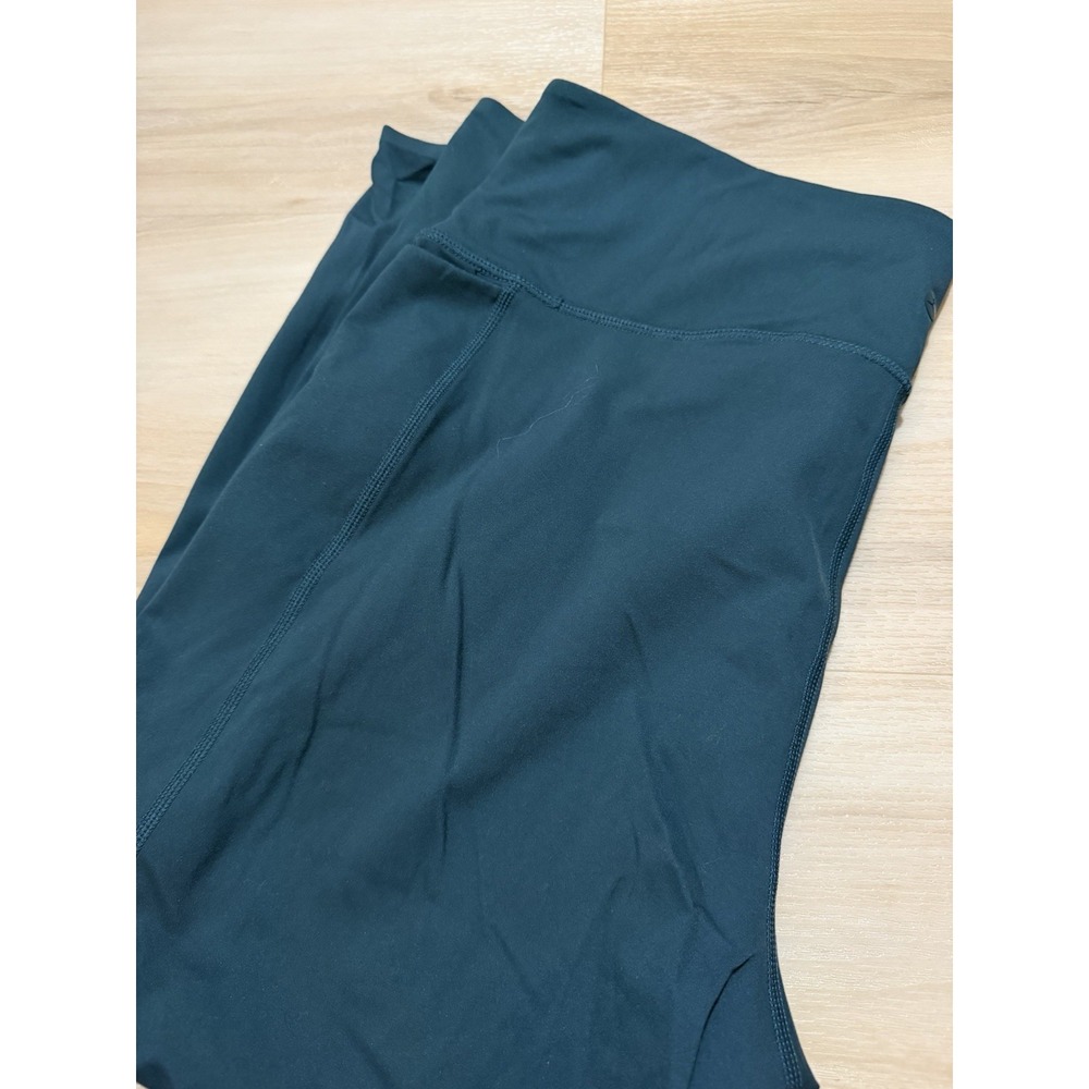 Danskin Ladies High Rise Brushed Leggings Teal Size XL With Pockets EUC